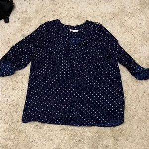 Super cute navy long sleeve blouse.